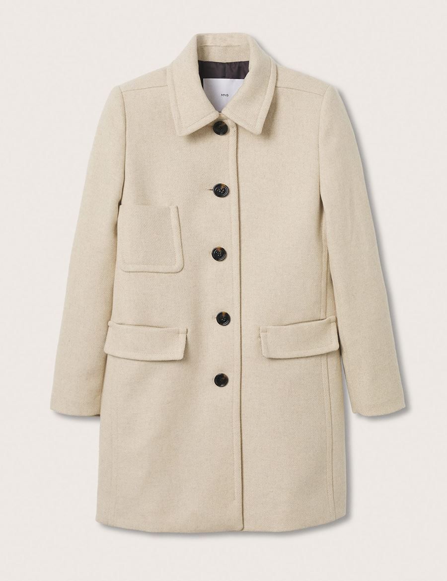 Slika Plain Collar Woolen Coat